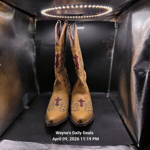 Laredo Women’s Western Cowboy Boots Size 7.5 – Tan Leather